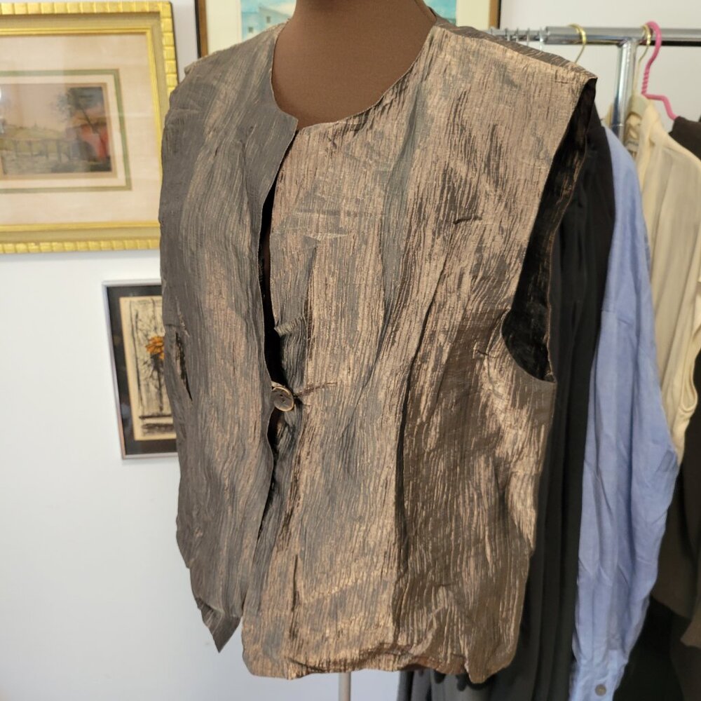 Susan Kirscher Designer Copper Metallic Vest Size Large - Picture 3 of 7